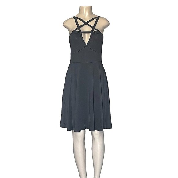 Women's Backless Top Cutout Spaghetti Strap A-Line Sexy Little Black Dress M - Picture 1 of 7